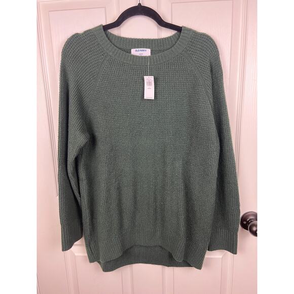 NWT Old Navy Women's Green Textured Sweater Petite Large Waffle Knit So Soft - Picture 4 of 5